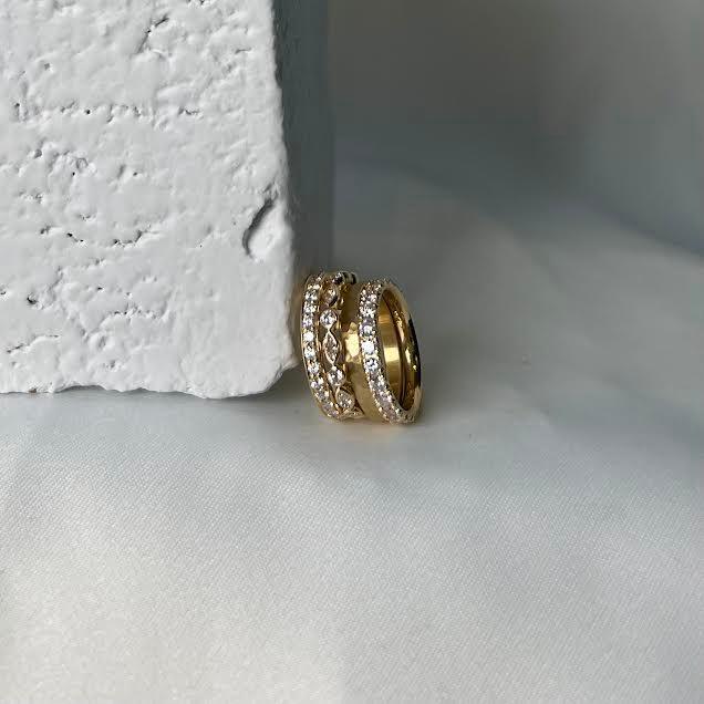 Yellow Gold Round and Marquise Diamond Band