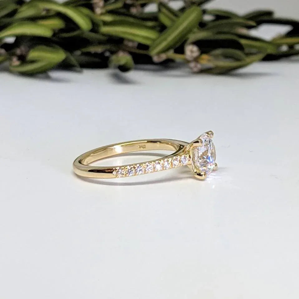 Classic Solitaire with Pave Diamond Shank