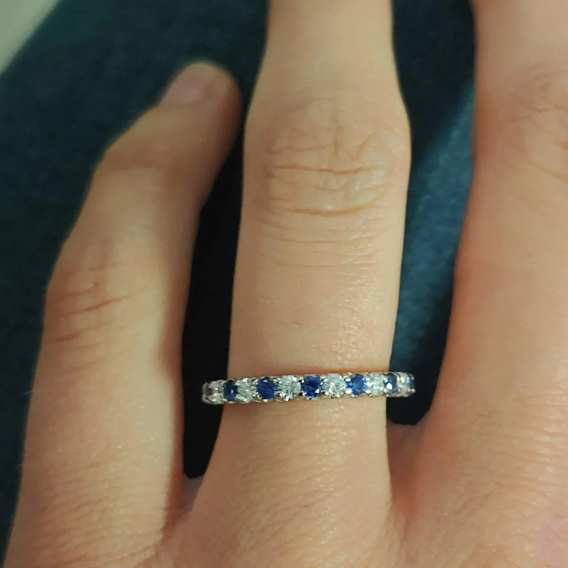 Platinum DIamond and Sapphire Eternnity Band