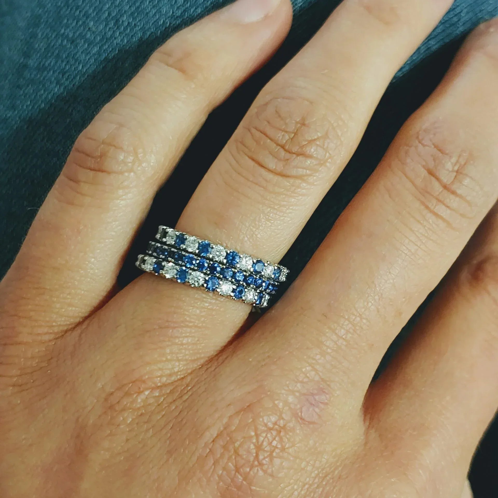 Platinum DIamond and Sapphire Eternnity Band