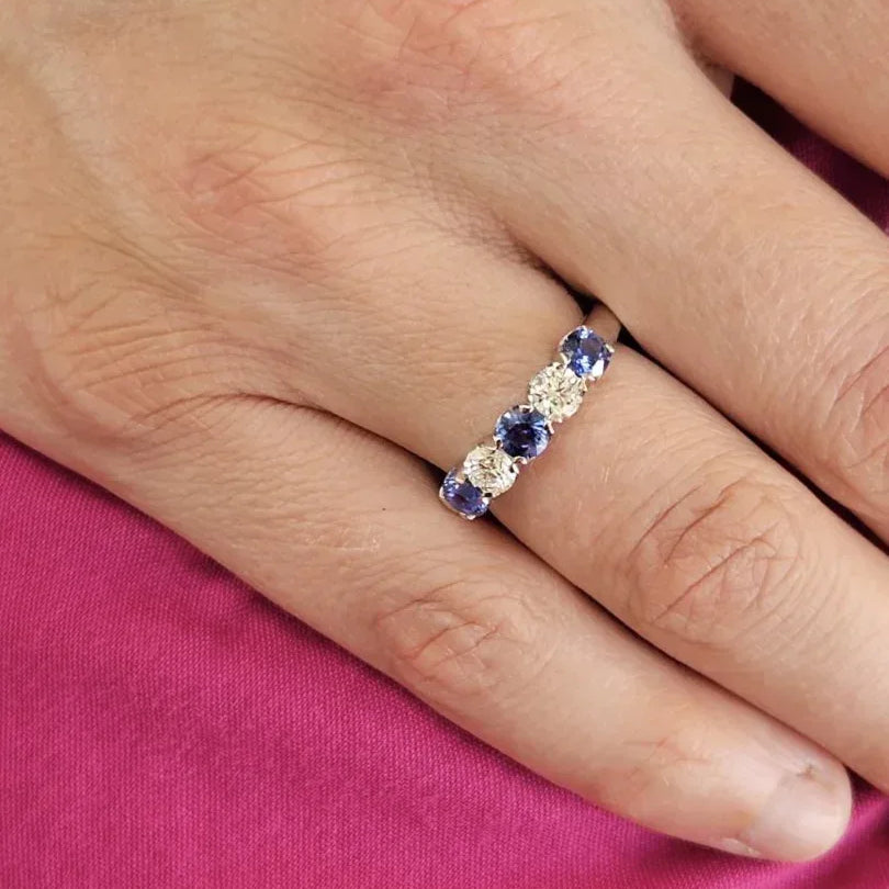 Platinum Diamond and Sapphire Ring