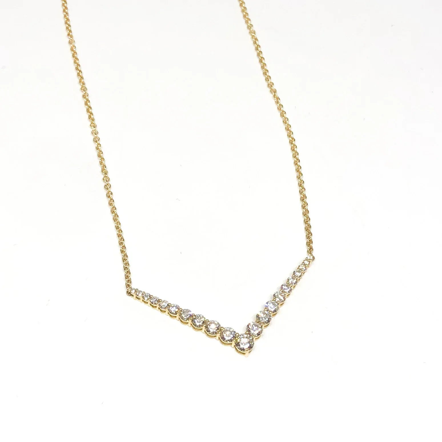 Yellow Gold and Diamond V Necklace
