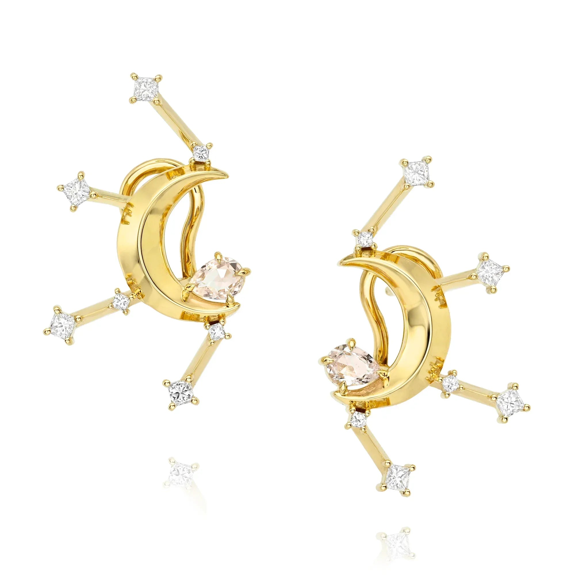 Diamond and White Sapphire Stud Earrings