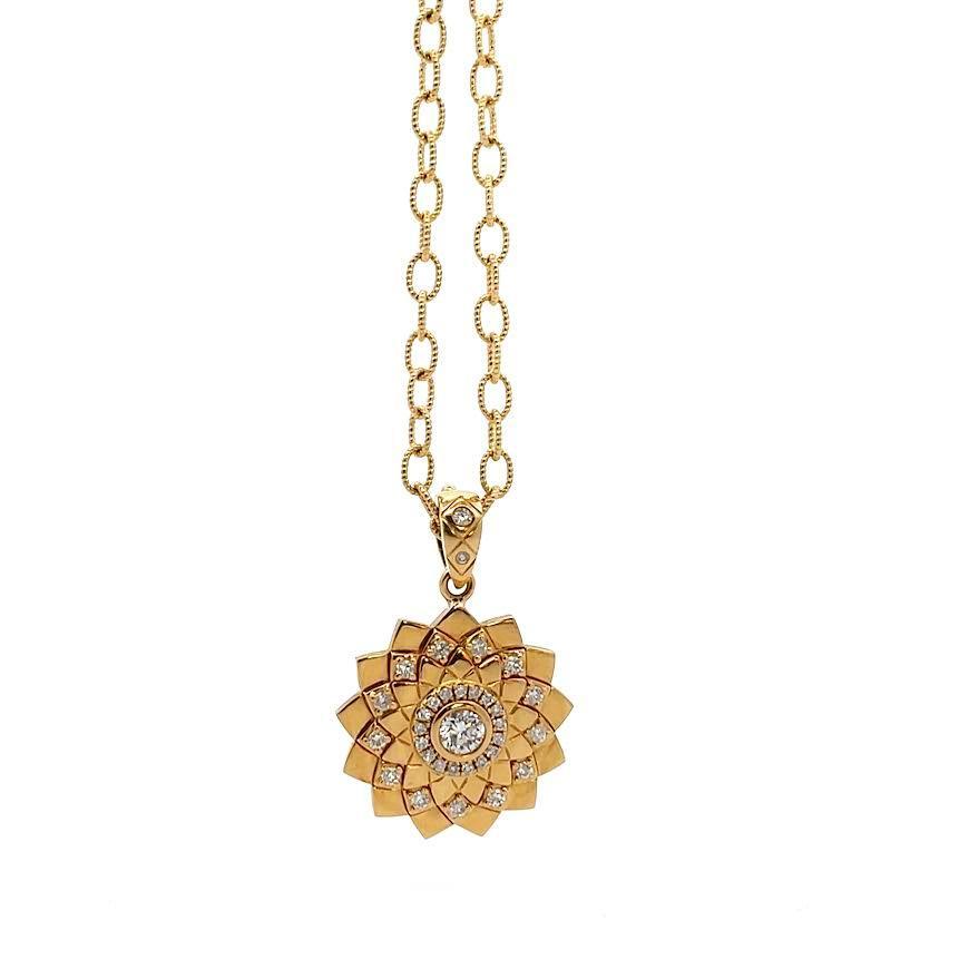Yellow Gold and Diamond Temple Mandala Pendant