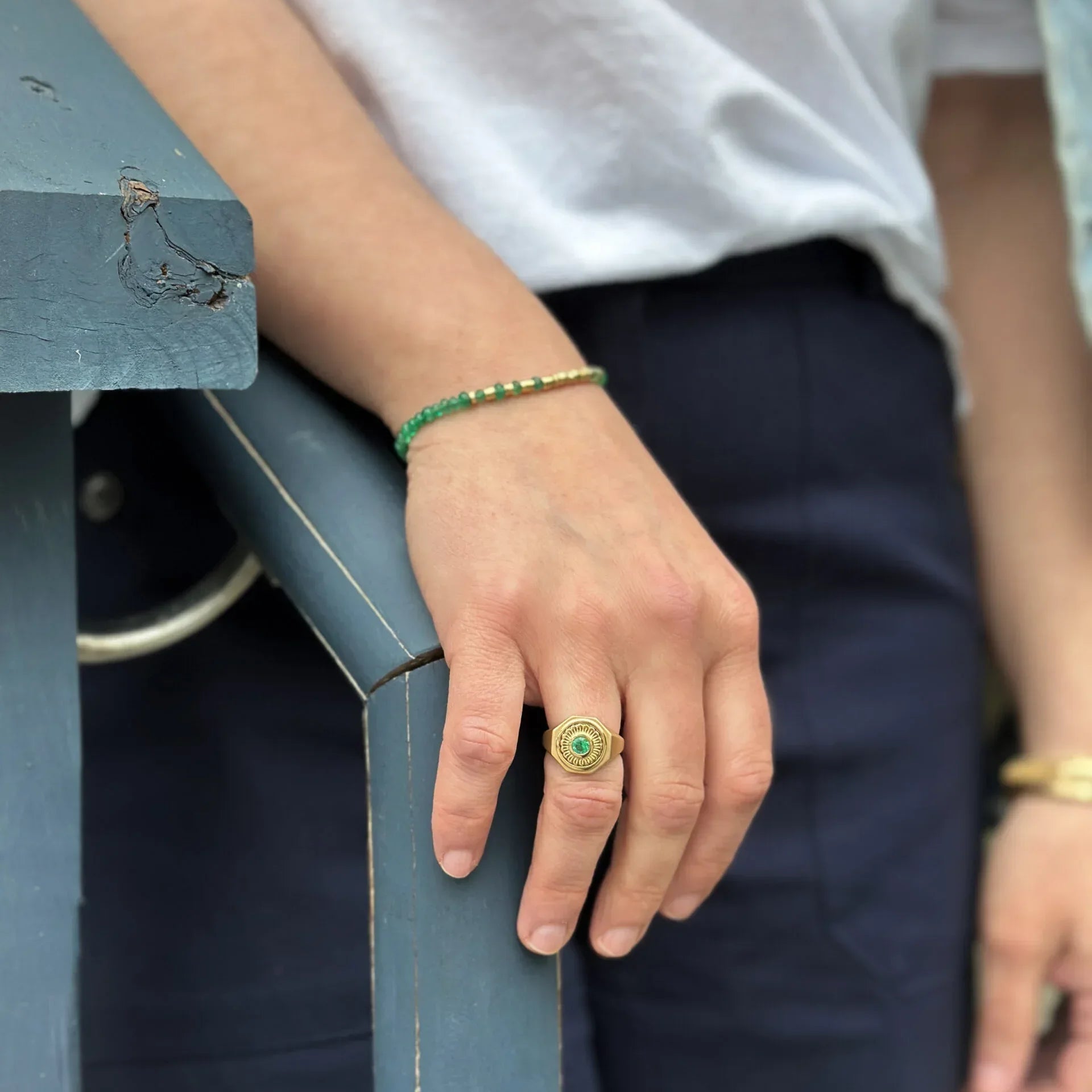 Emerald Mandala Signet Ring