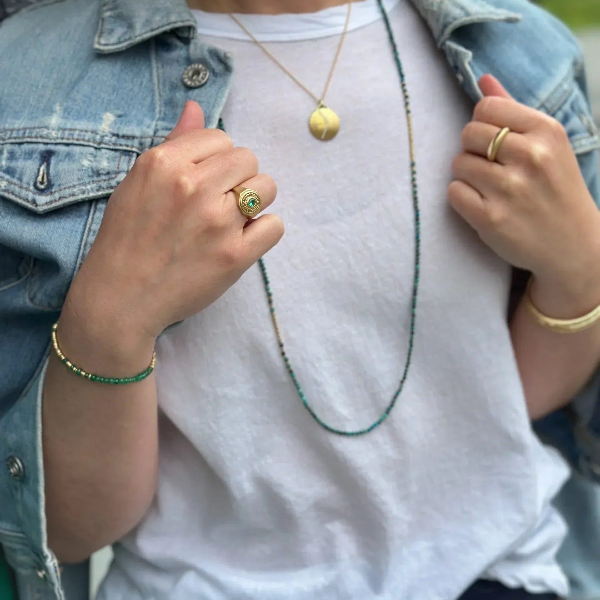 Emerald Mandala Signet Ring