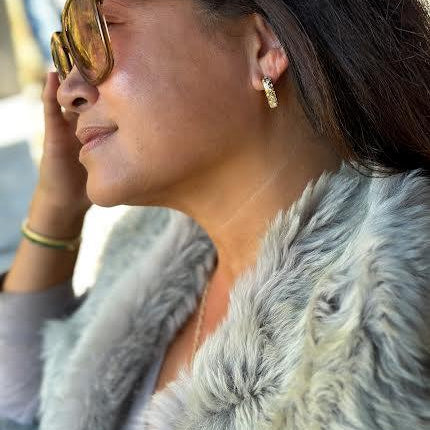 Yellow gold, Emerald and Diamond "Mama Bliss" Hoops
