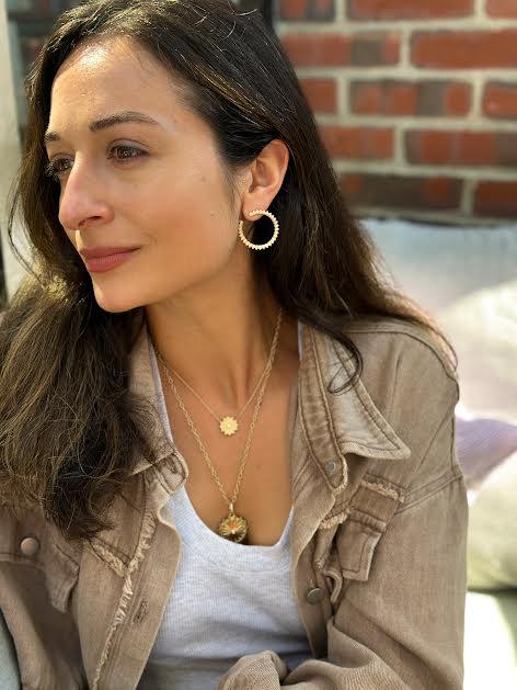 18 karat Yellow Gold and Diamond "Mini Sacred Flower" Necklace