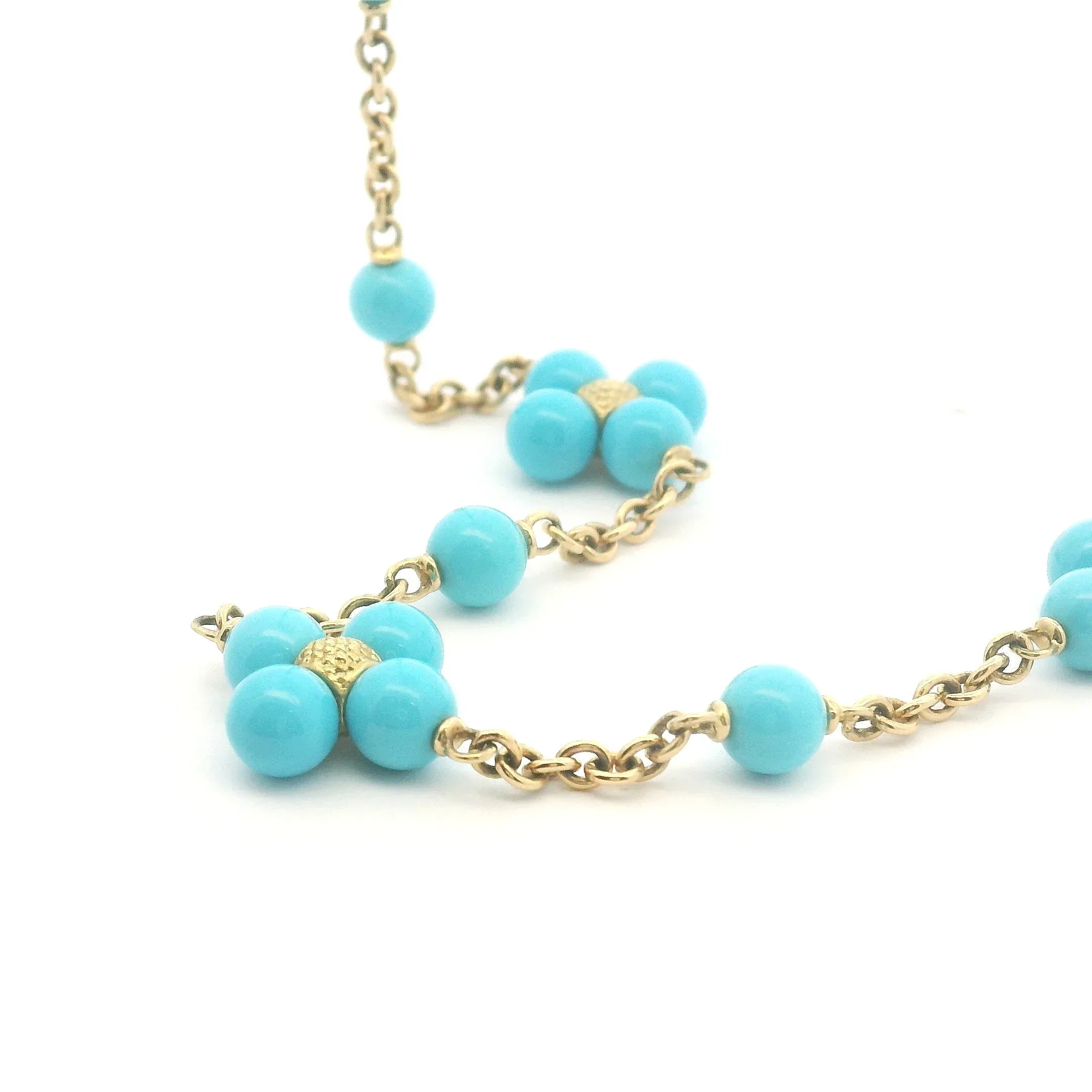 Yellow Gold Turquoise 'Sequence' Necklace