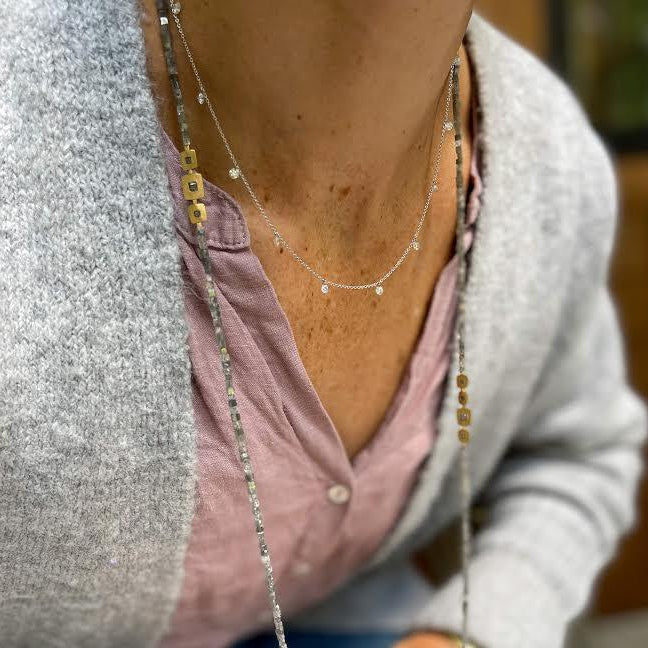 White Gold and Diamond Floating Necklace