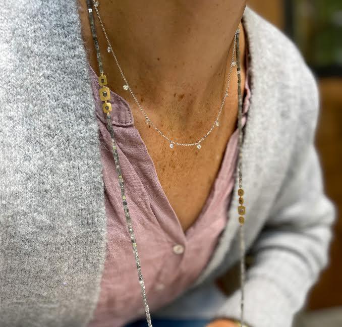 White Gold and Diamond Floating Necklace