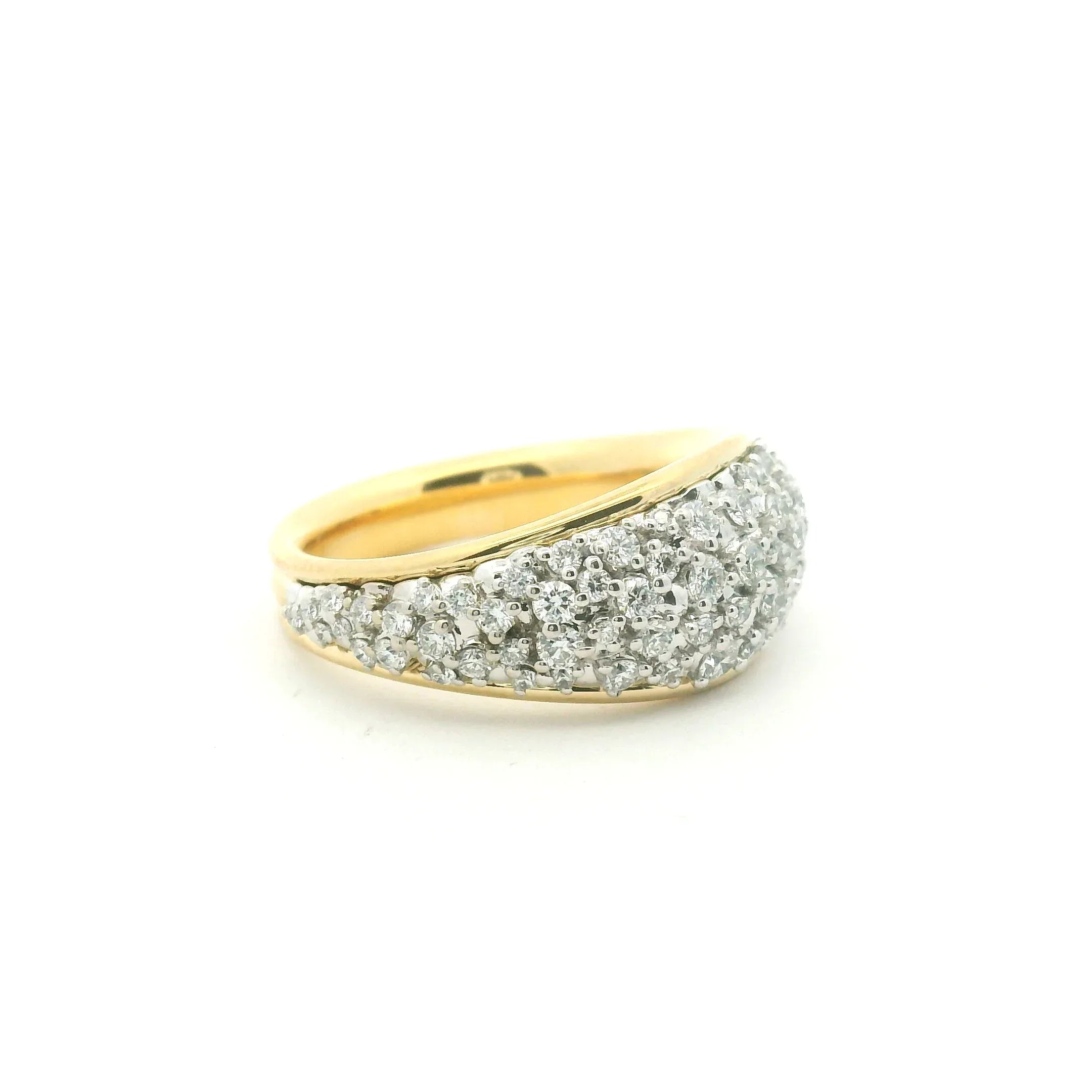 18 Karat Yellow and White Gold Tapered Confetti Ring