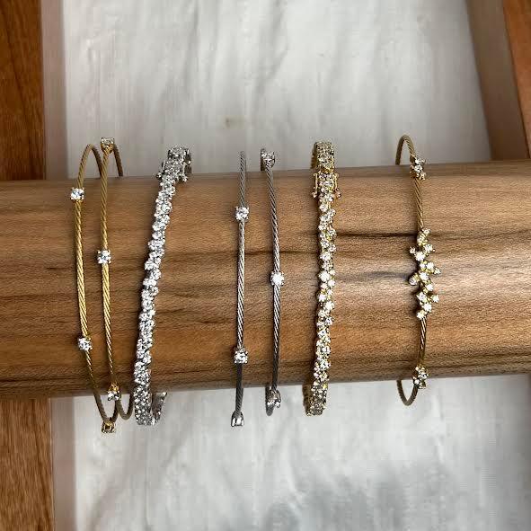 Paul Morelli Yellow Gold Double Unity Bracelet With 6 Diamonds Medium