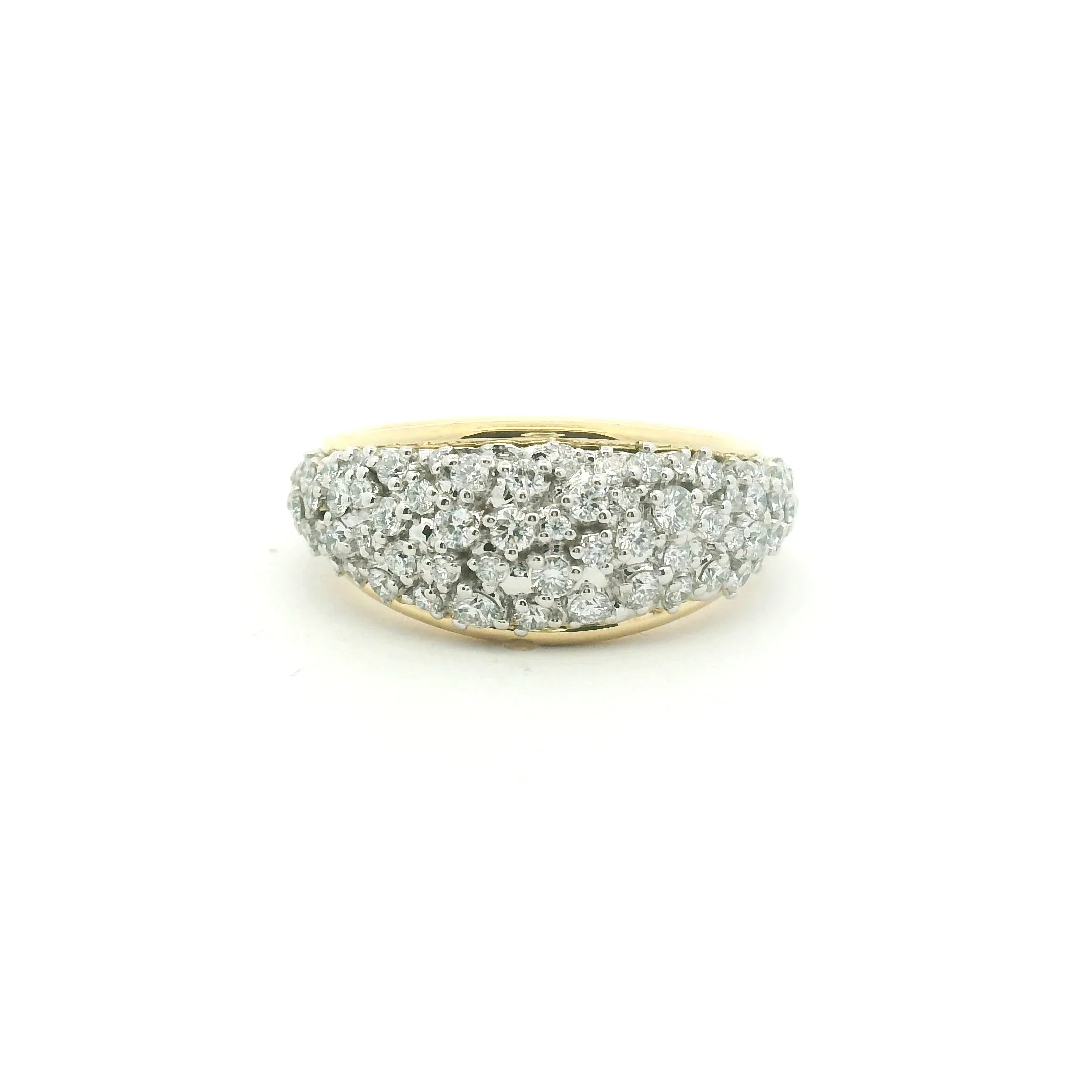 18 Karat Yellow and White Gold Tapered Confetti Ring