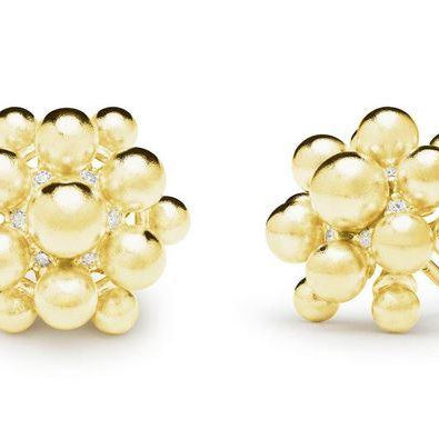 Yellow Gold, Diamond Bead Orbit Earrings