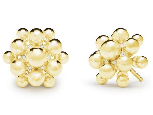 Yellow Gold, Diamond Bead Orbit Earrings