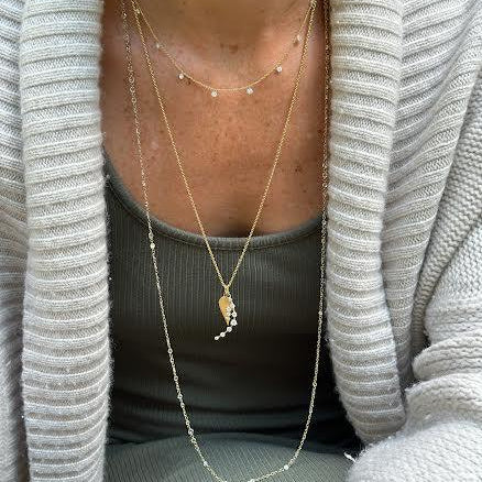Floating Diamond Station Necklace