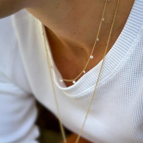 Floating Diamond Station Necklace