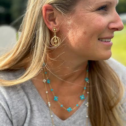 Yellow Gold and Diamond Birdcage Earrings