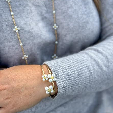 Yellow Gold and Pearl Cuff