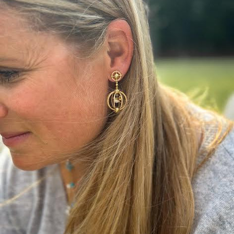 Yellow Gold and Diamond Birdcage Earrings