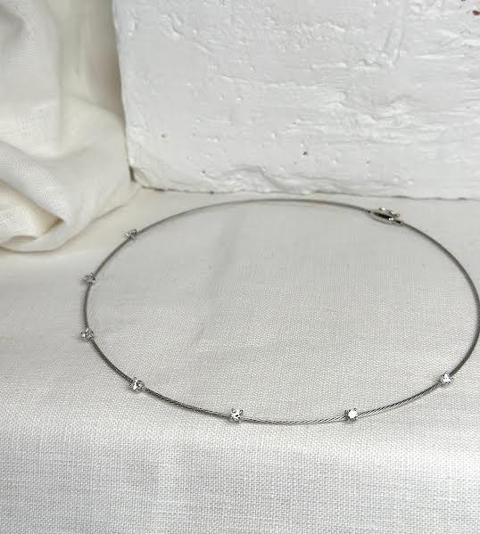 White Gold & Diamond Cable Necklace