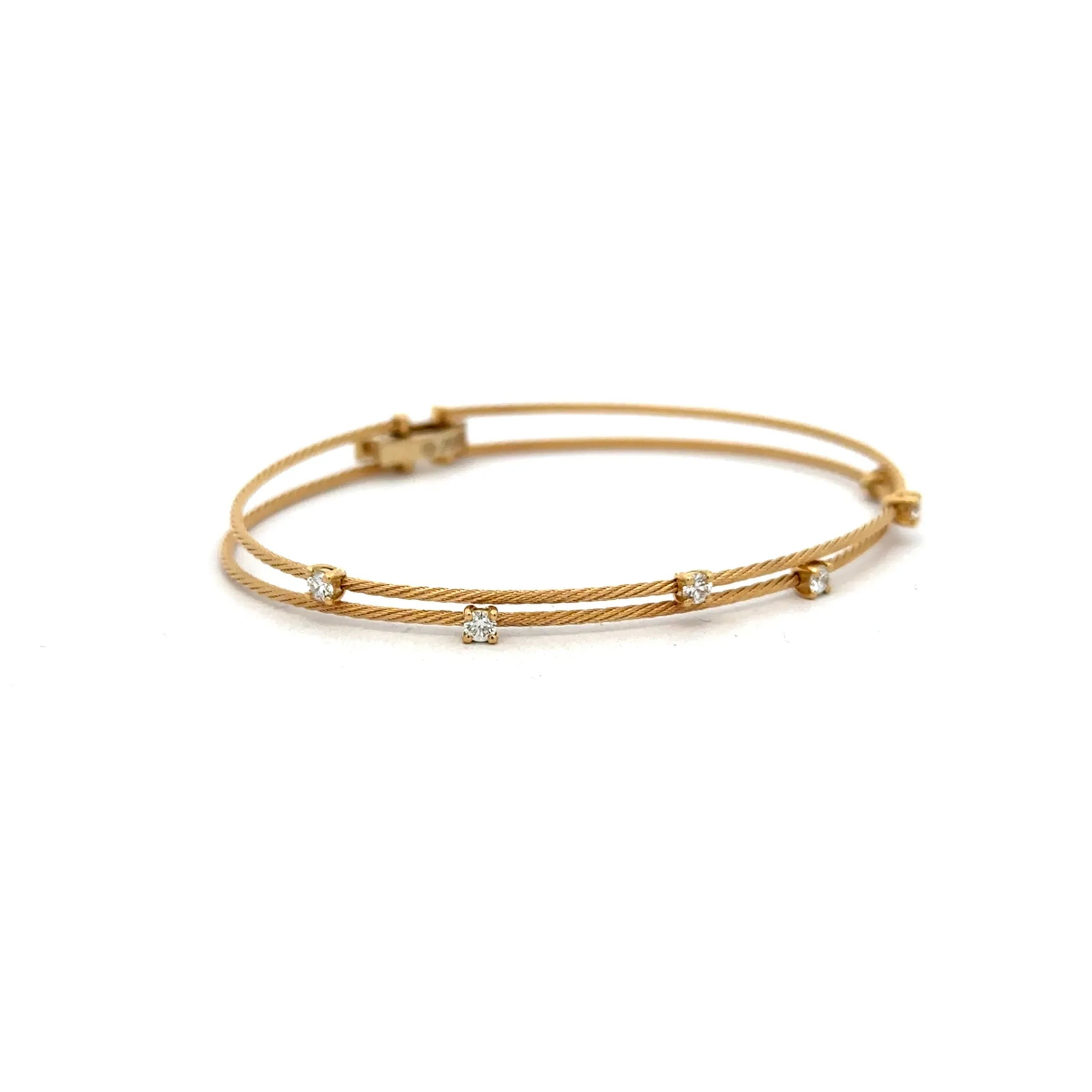 Paul Morelli Yellow Gold Double Unity Bracelet With 6 Diamonds Medium