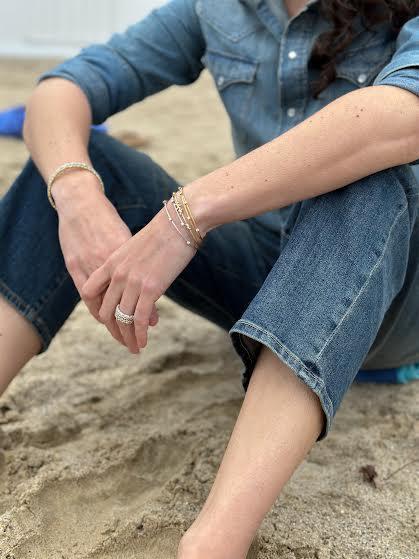 Paul Morelli Yellow Gold Double Unity Bracelet With 6 Diamonds Medium