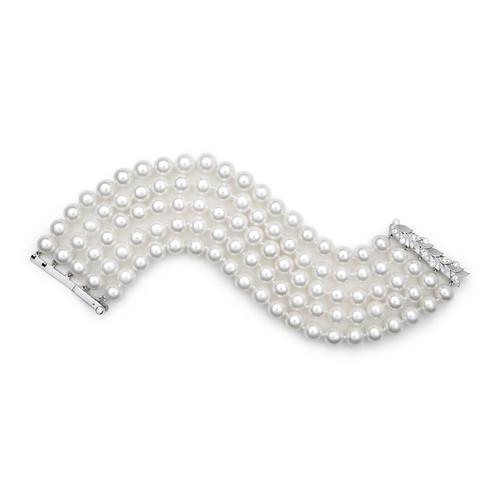 Paul Morelli Row Laurel Leaf Pearl Bracelet