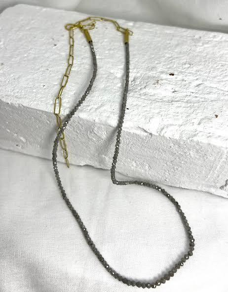 18 karat Yellow Gold and Gray Diamond Link Necklace