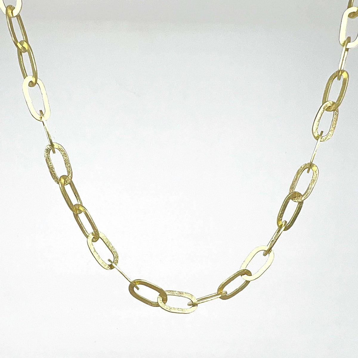 Rolled Oval Yellow Gold Necklace