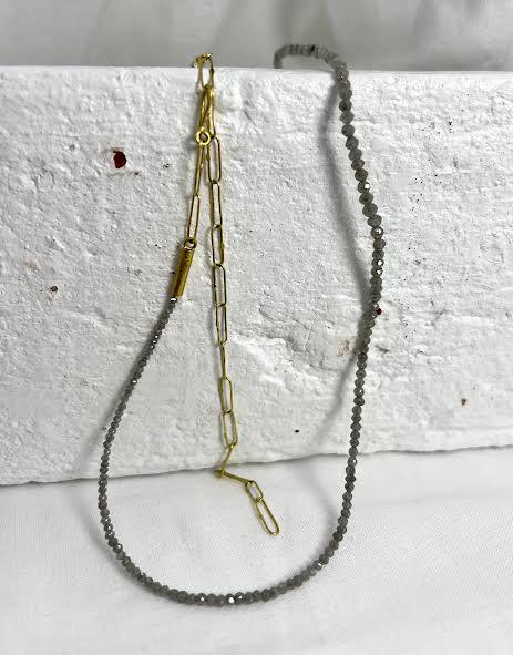 18 karat Yellow Gold and Gray Diamond Link Necklace
