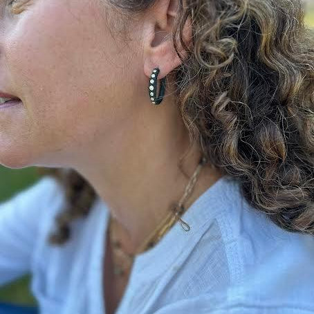 Yellow Gold Cobalt Chrome and Diamond Med Hoops