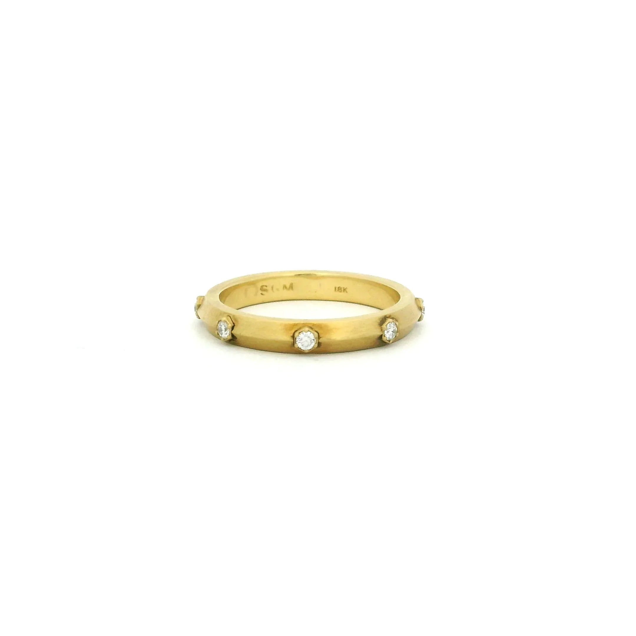Yellow Gold & Diamond Hex Stacking Ring