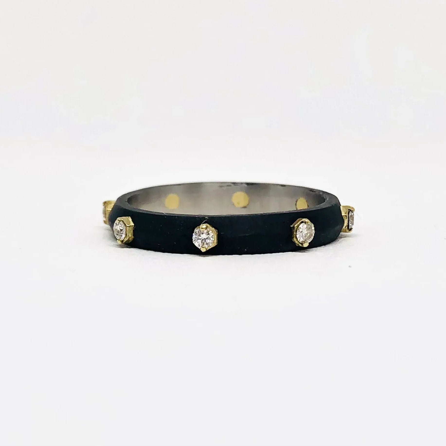 Cobalt Chrome and Diamond 'Hex' Stacking Ring
