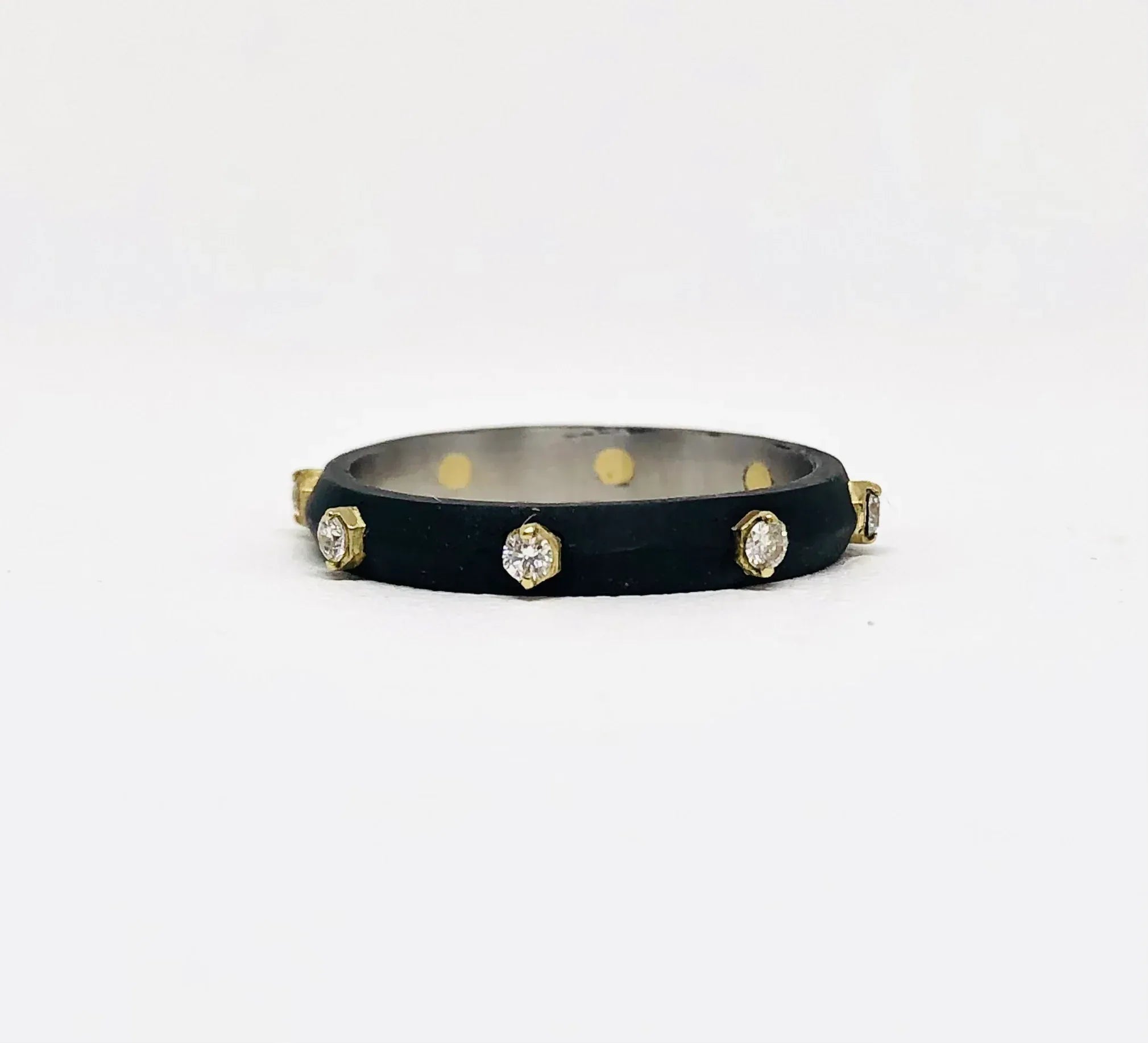 Cobalt Chrome and Diamond 'Hex' Stacking Ring