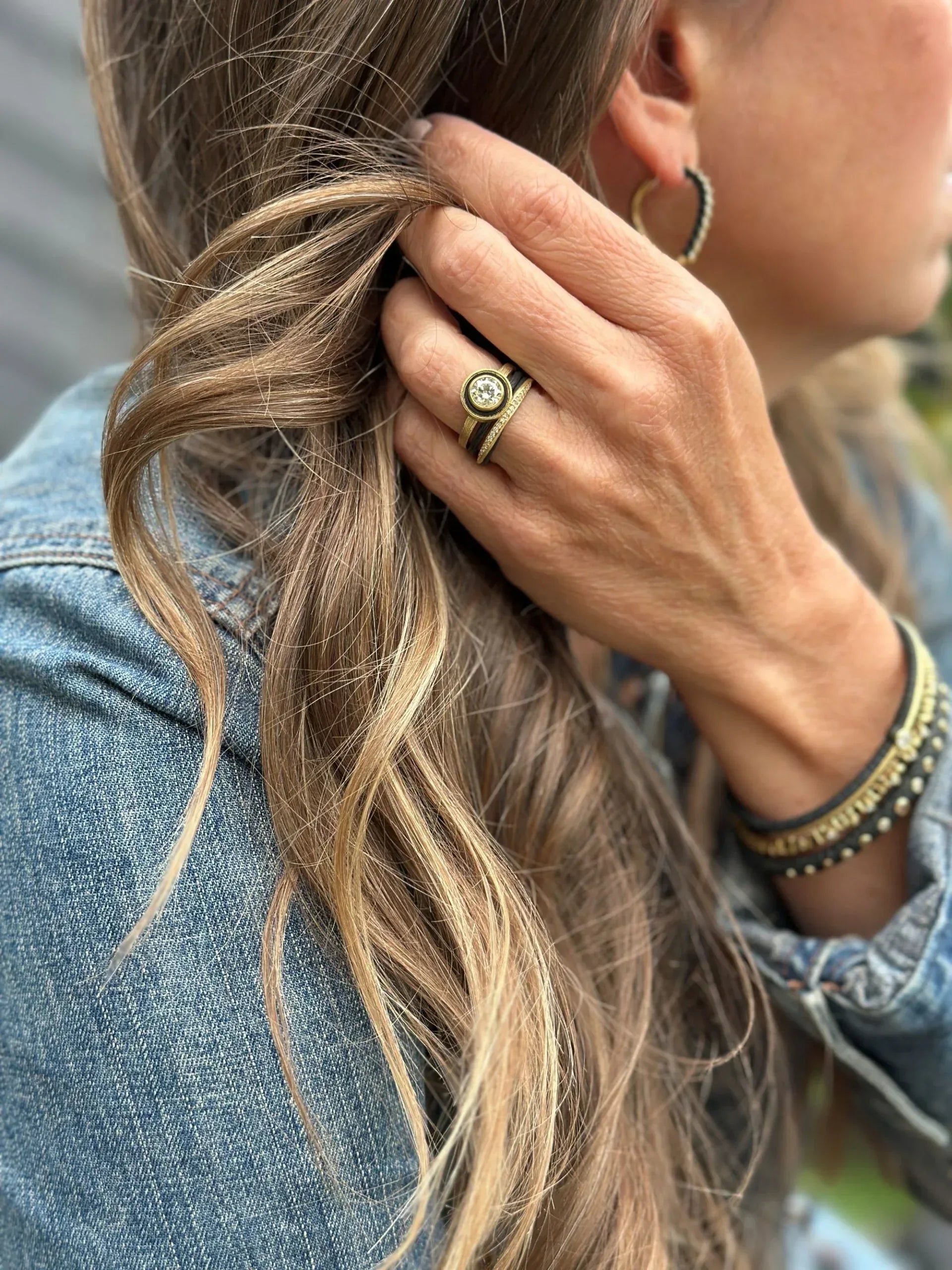 Gold and Cobalt Chrome Diamond 'Eclipse' Band