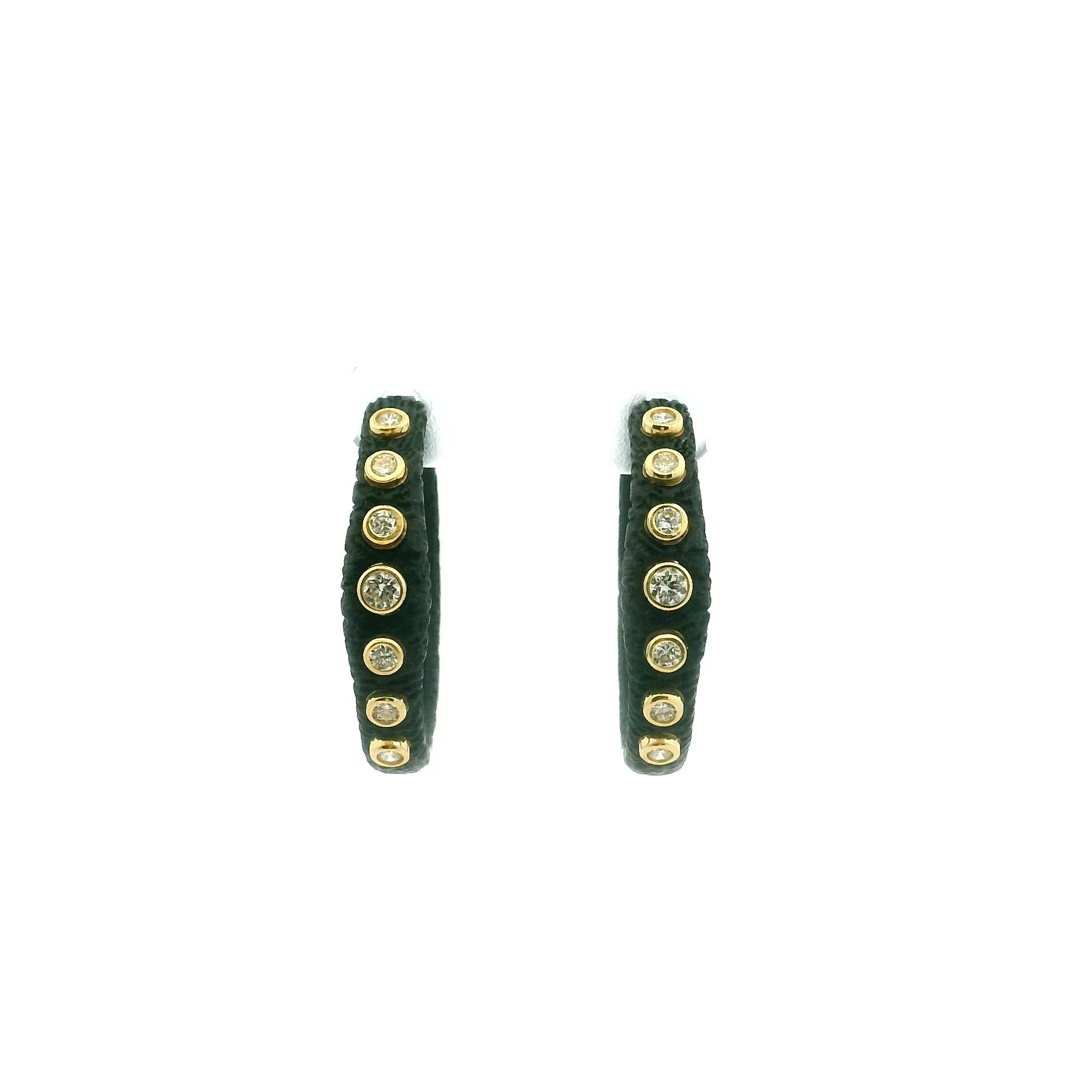 Yellow Gold Cobalt Chrome and Diamond Med Hoops