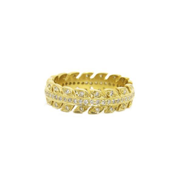 Yellow Gold and Diamond Arrow Band