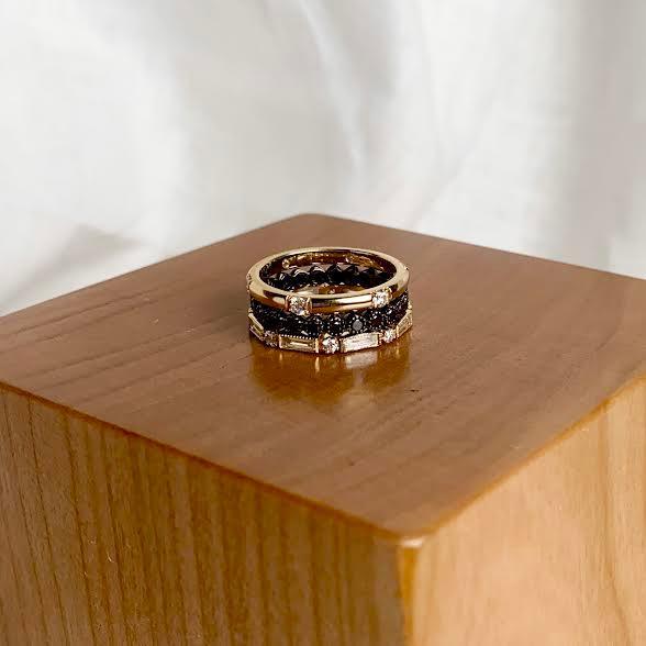 Yellow Gold and Diamond Stacking Ring