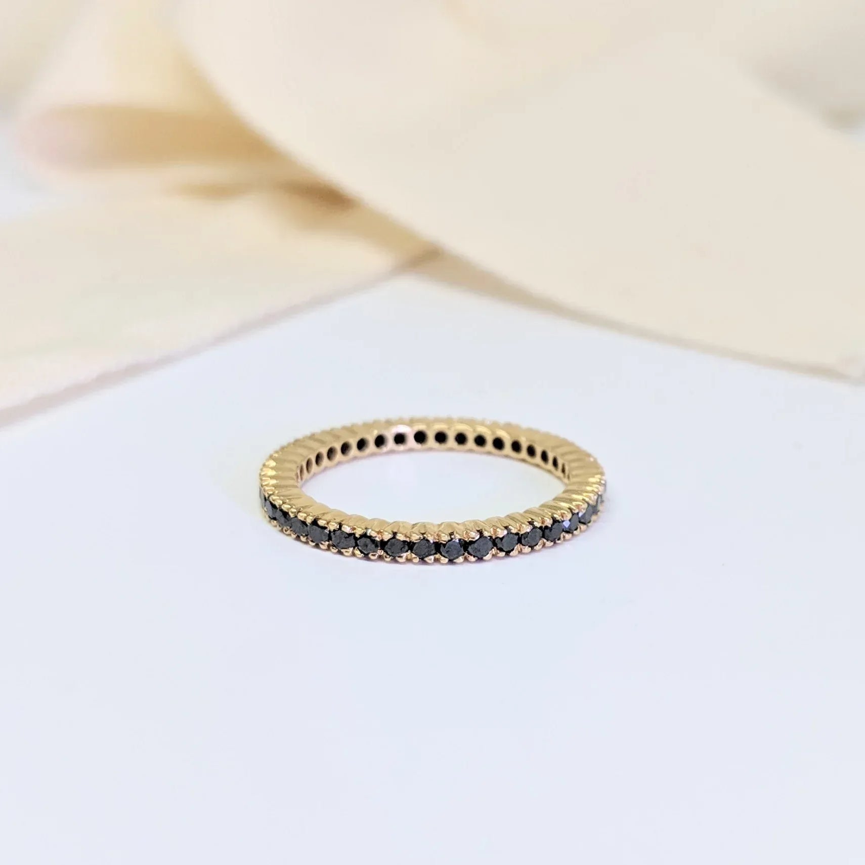 Yellow Gold, Black Diamond Eternity Band