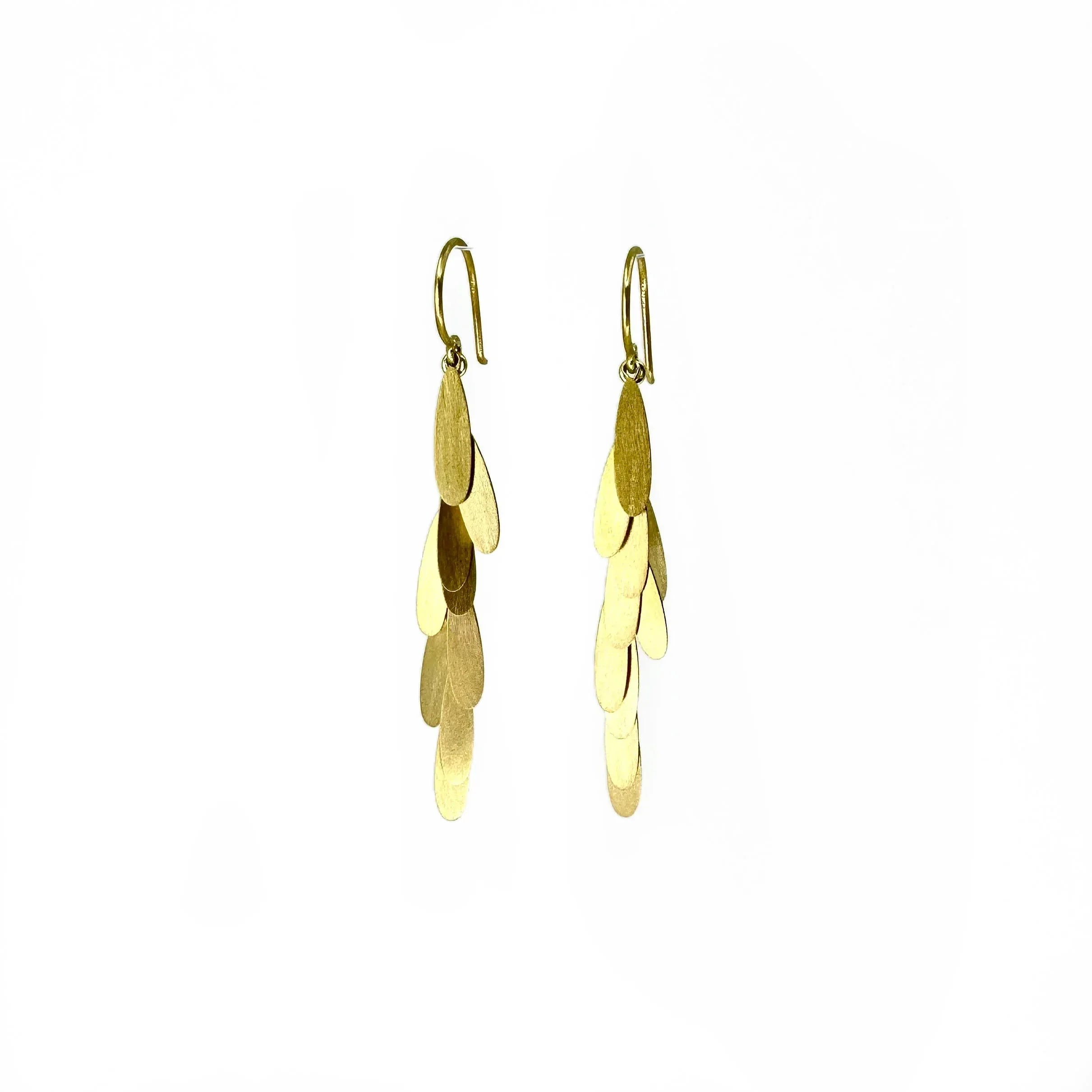 Yellow Gold Daisy Long Earrings
