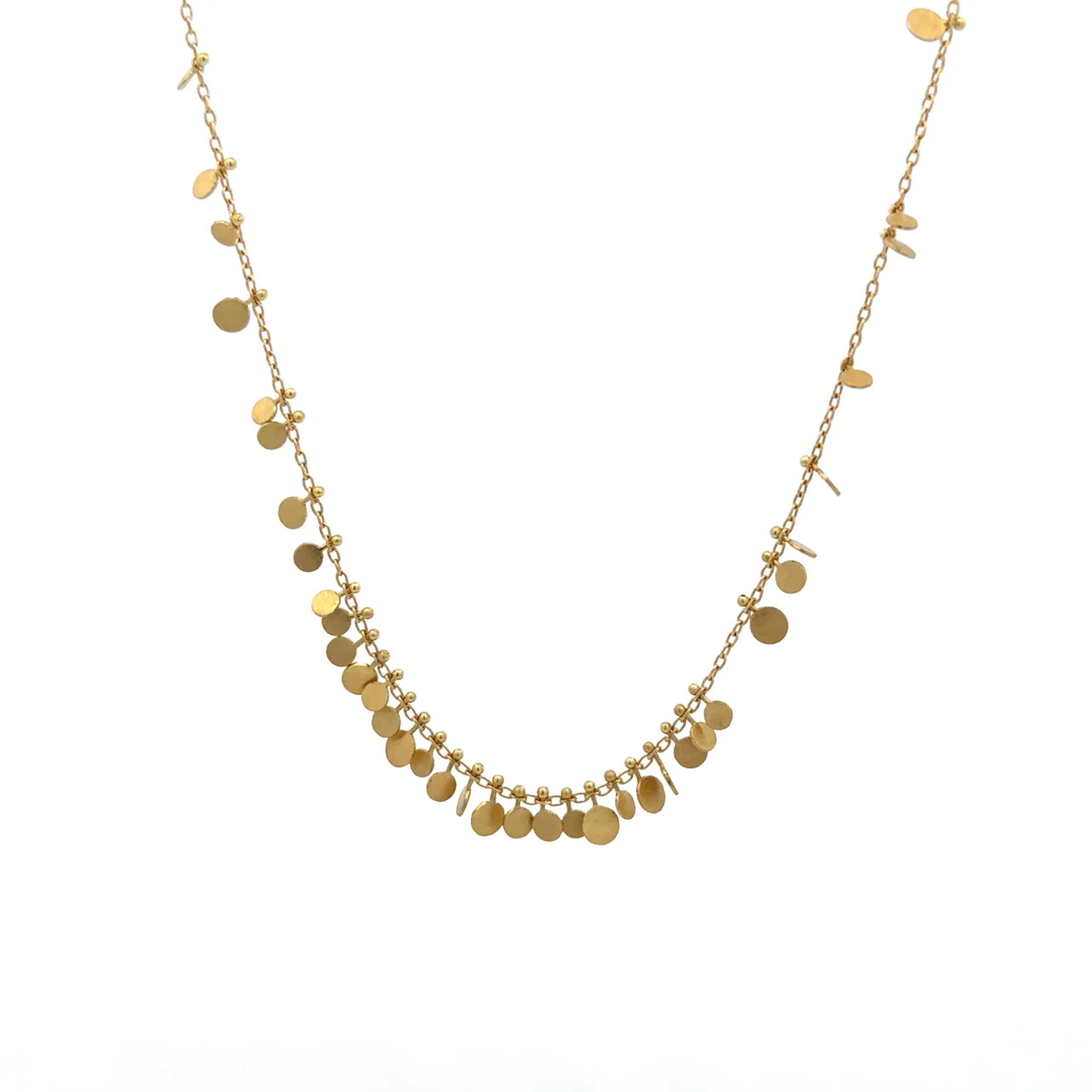 18 Karat Yellow Gold Tiny Dot Cluster Necklace
