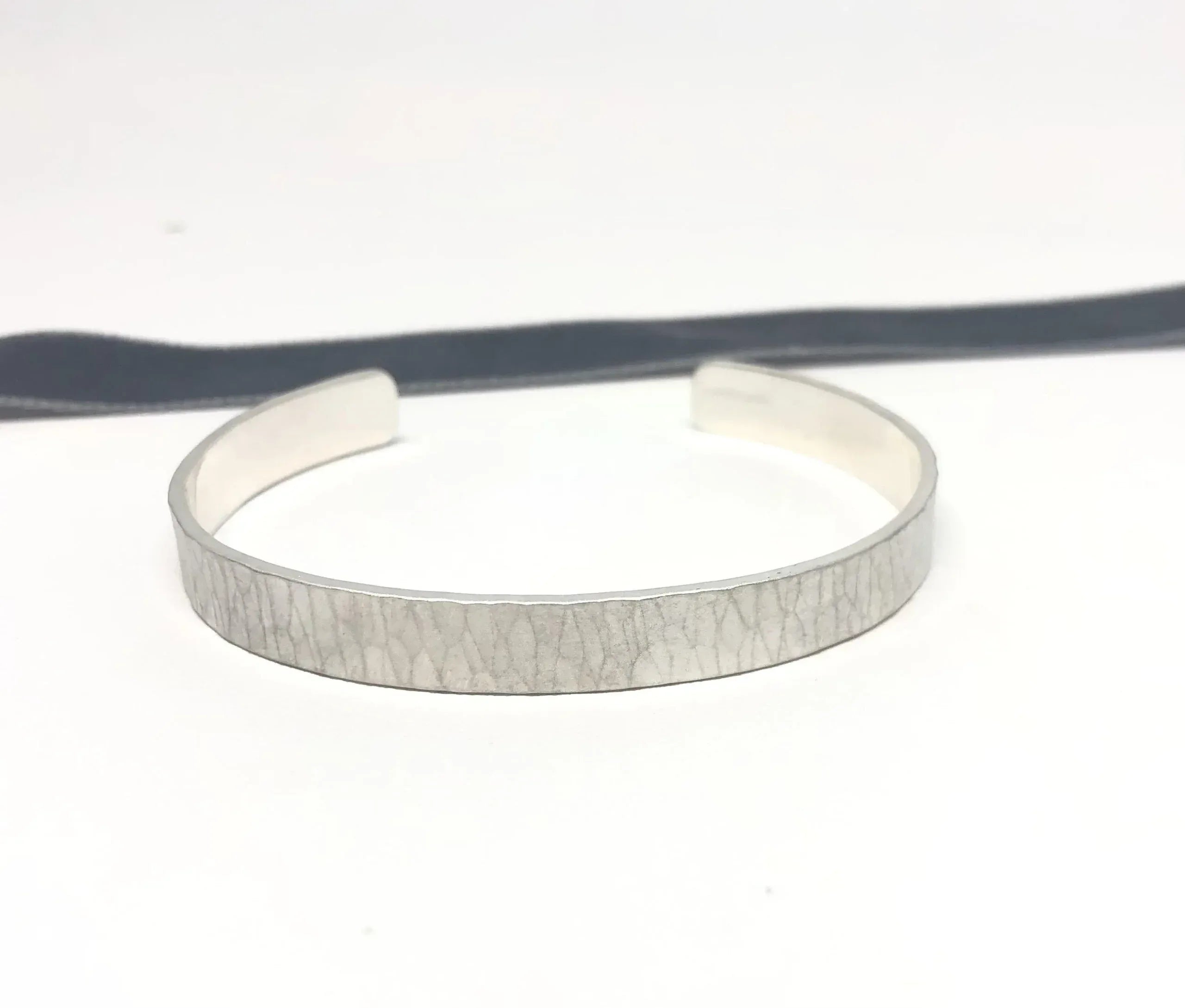 Matte Sterling Silver 7mm Textured Cuff