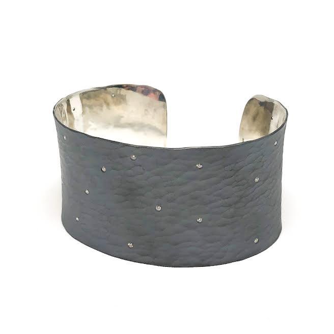 Oxidized Sterling Silver and Diamond Cuff