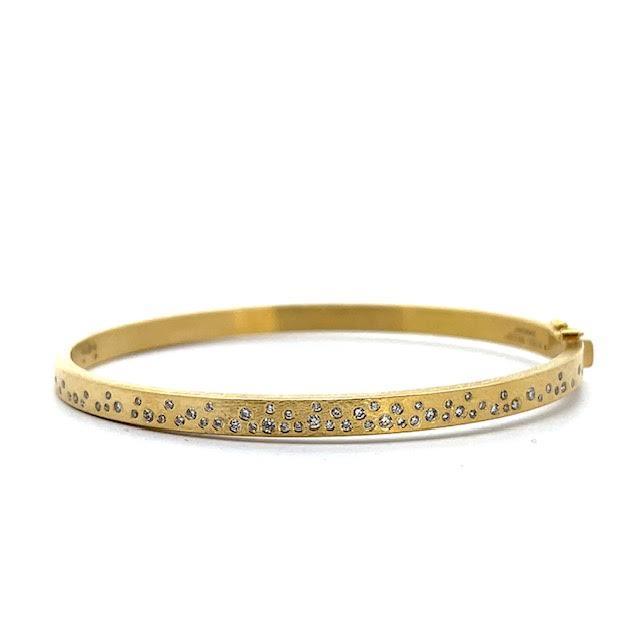 18 karat Yellow Gold and Scattered Diamond Hinged Bracelet