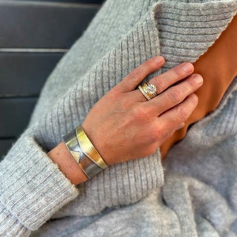Geometric Mixed Metal Cuff