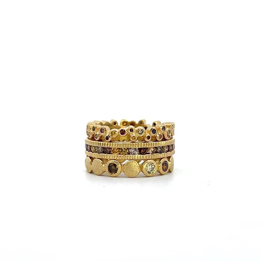 18 karat Yellow Gold and Autumn Diamond Scattered Band