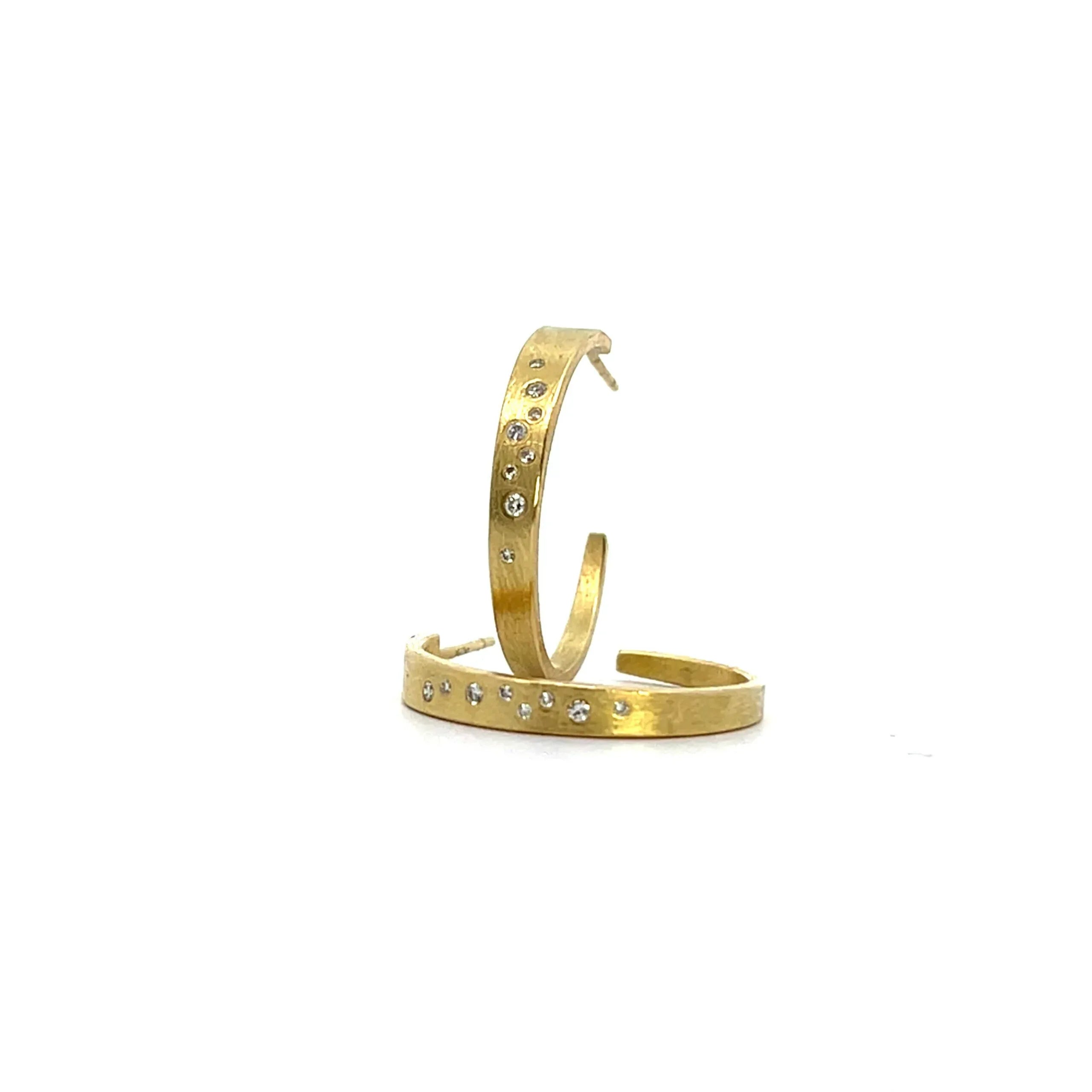 18 karat Yellow Gold and Diamond Hoops