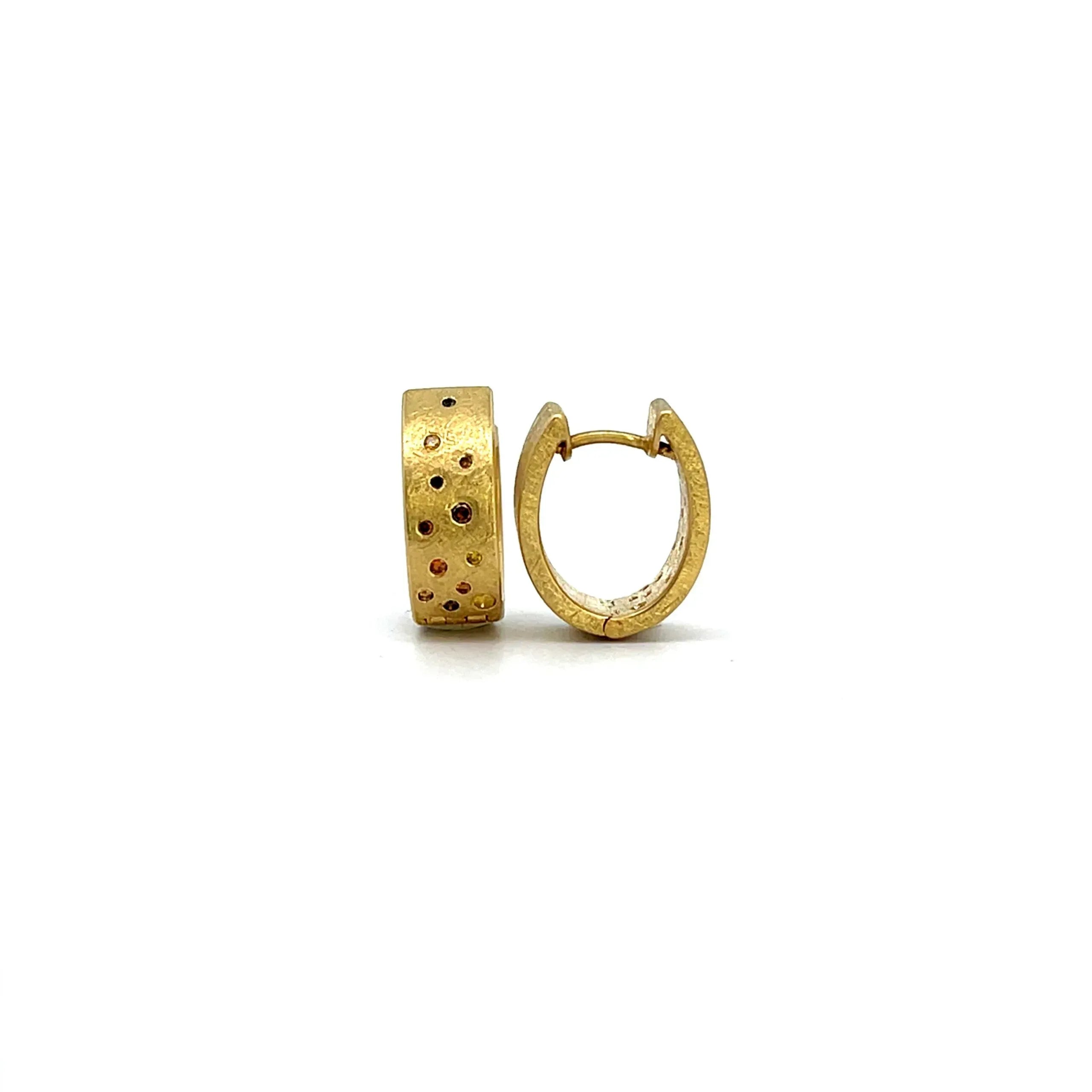 18 karat Yellow Gold and Autumn Diamond Huggie Hoops